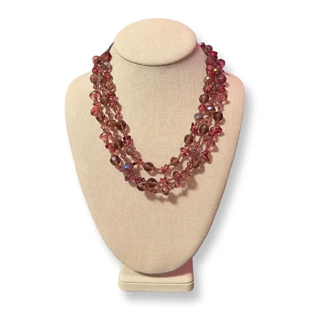 NWOT Triple Layer Amethyst Beaded Necklace
